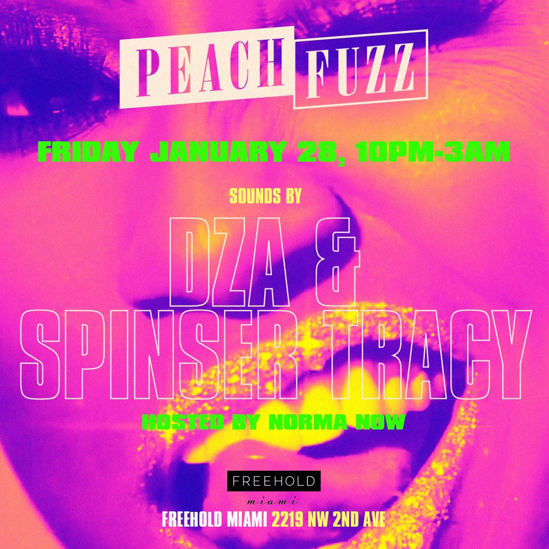Tomorrow! 1st <a href="/PeachfuzzParty/">Peachfuzz</a> of the New Year! Catch us at Freehold Miami
