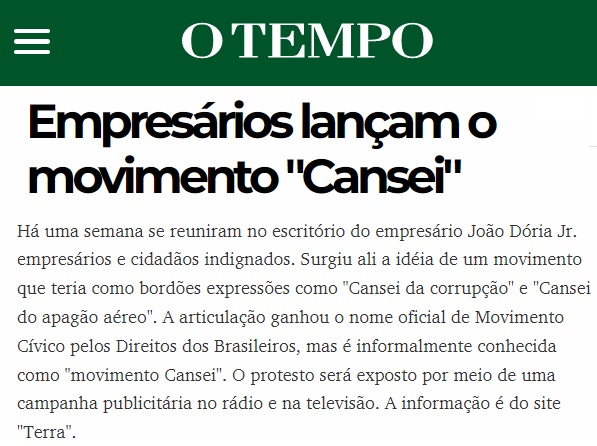 Imprensa e oposição atribuíram a responsabilidade ao governo. Alguns dias depois, João Doria uniu-se ao executivo Paulo Zottolo, presidente da Philips, e ao advogado Luiz Flávio Borges D'Urso, da OAB-SP, para lançar o "Movimento Cívico pelo Direito dos Brasileiros".10/22