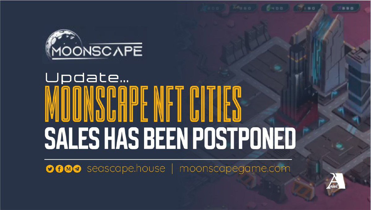 Have you heard? #Moonscape #NFT Cities sales has been postponed, be sure to visit their website moonscapegame.com for updates #NFTs