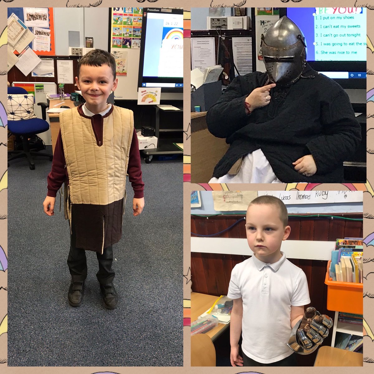 Annbank_PS's tweet photo. P3C also thoroughly enjoyed their visit from Dundonald Castle! They had so much fun trying on clothes and holding artefacts from medieval times 🛡⚔️📯 #historycomestolife #dundonaldcastle #p3 https://t.co/IVKCMOlAEl