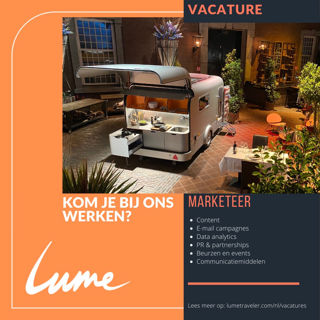 LumeTraveler's tweet photo. Vacature I Marketeer I Culemborg, Utrecht NL 🇳🇱

Ben of ken jij die avontuurlijke zelfstarter vol ambitie?
Check de hele vacature op: https://t.co/JAQoIgcHcS
#marketing #marketingcommunicatie #vacature https://t.co/E1Xr58XHc3