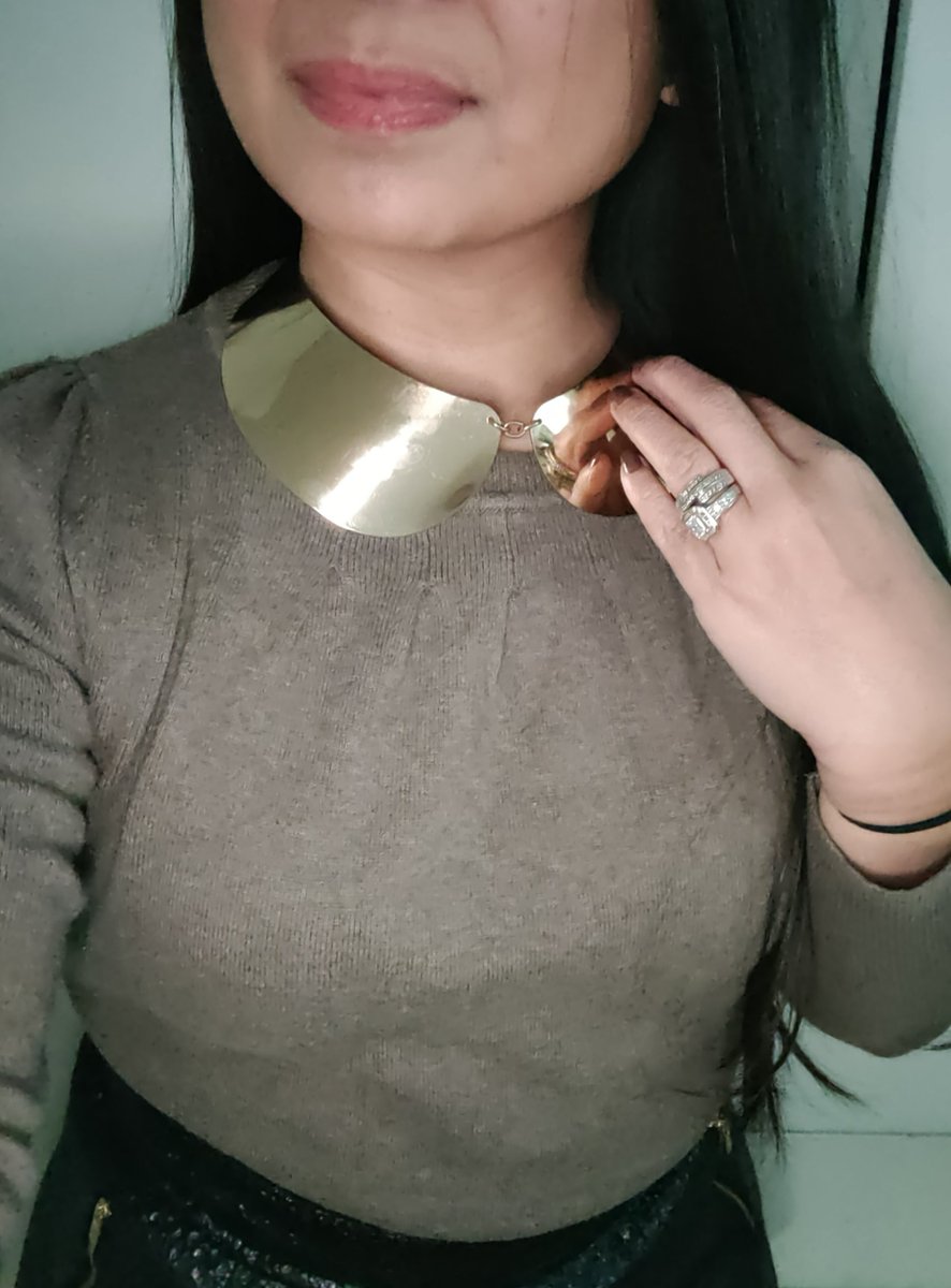 leiannlately's tweet photo. i have 3 zippers on my skirt &amp; wore the WRONG one in front all day. 😑 luckily, my colleagues were too distracted by my metal collar necklace to notice. 😅 #fashionproblems https://t.co/fVLD2fqggP