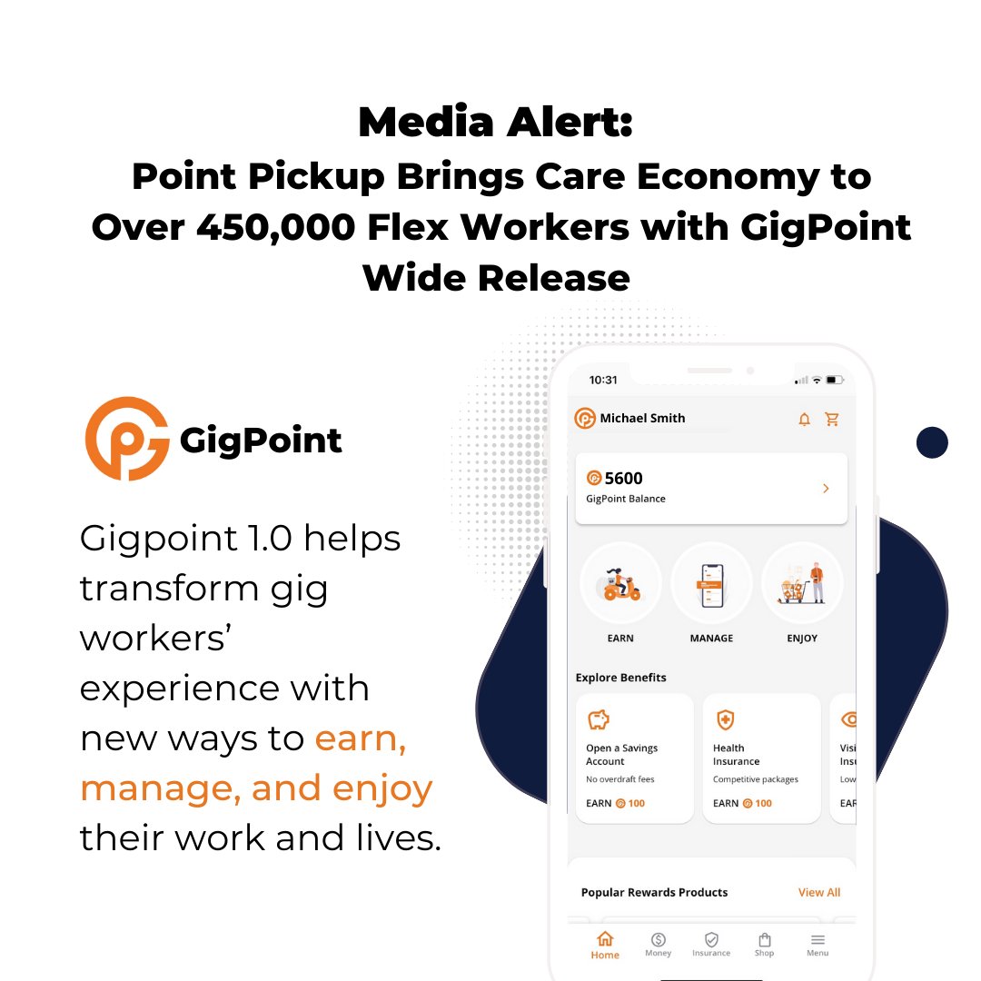 Point Pickup announced today at <a href="/ManifestFOL/">Manife.st</a> the official release of GigPoint 1.0 to over 450K flex workers. GigPoint offers gig workers flexible job options and helps them better manage their work and lives: hubs.la/Q0130zM50 #gigworkers #manifest2022