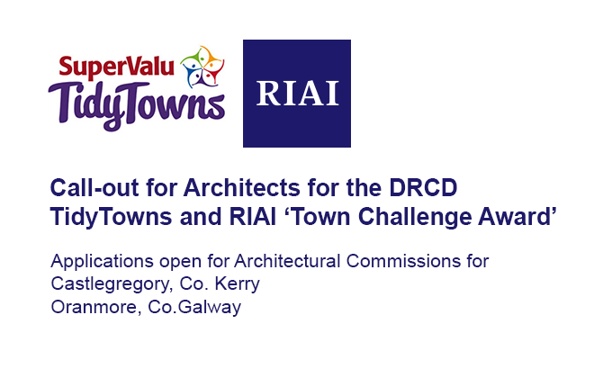 RIAIOnline's tweet photo. Call-out for Architects for the DRCD TidyTowns and RIAI ‘Town Challenge Award’. Applications are now open for architects with competence and/or qualifications in urban design. Deadline for applications is Friday 4 February at 4pm. For further info, visit https://t.co/Uc69yCMXxl https://t.co/6xwAWunIl5