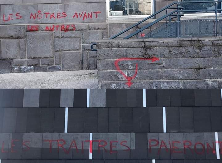 La bêtise des propos tagués sur les bâtiments de l'Université #Clermont #Auvergne, Fac de droit. Notre vivre ensemble est vraiment menacé. 💔🙁<a href="/lamontagne_fr/">La Montagne</a> <a href="/F3Auvergne/">France 3 Auvergne</a> <a href="/Defenseurdroits/">Défenseur des droits</a> <a href="/1ElisaMoreno/">Élisabeth Moreno</a> <a href="/EmmanuelMacron/">Emmanuel Macron</a> <a href="/LCI/">LCI</a> <a href="/UCAuvergne/">UCA</a>
