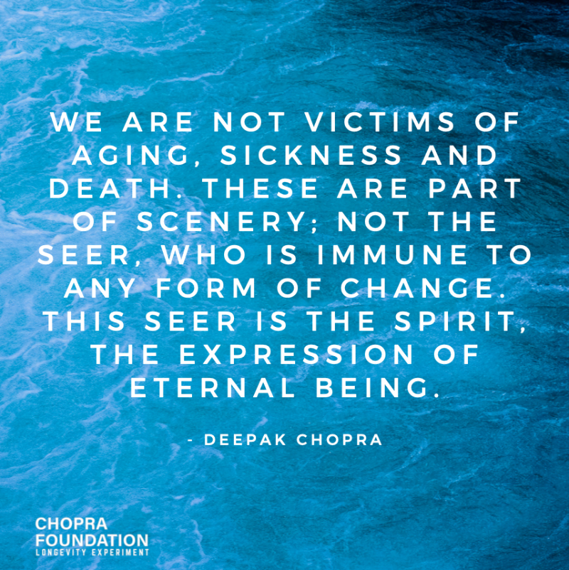 DeepakChopra's tweet photo. Explore eternity with the @ChopraFNDN #LongevityExperiment
https://t.co/1KYTK2TCfa
#eternalbeing #spirit #aging https://t.co/Vvz03O9W5s