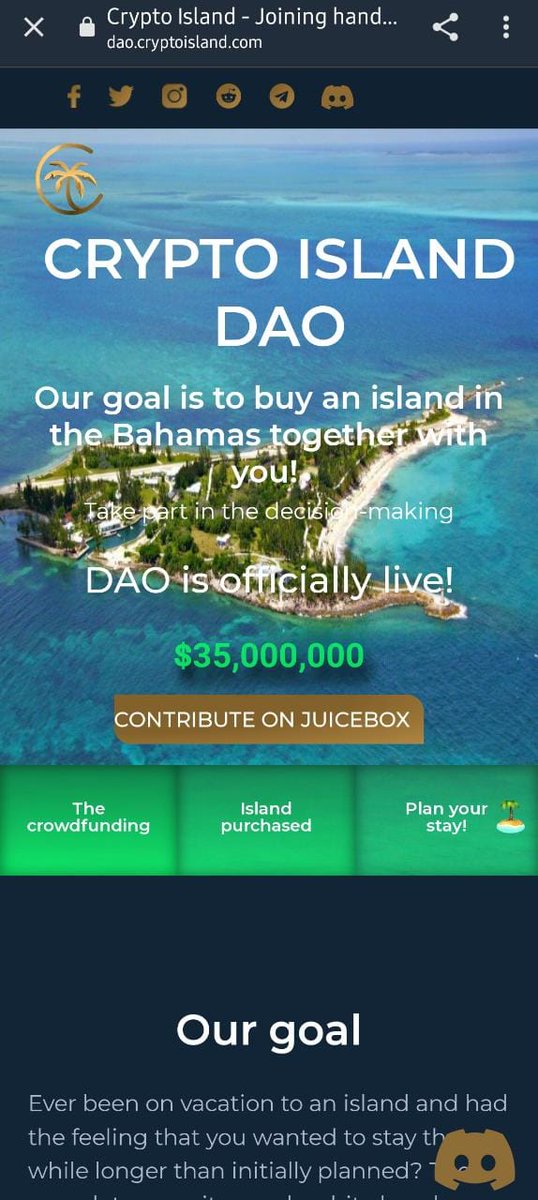 Shane2mil's tweet photo. What happens once this goal is achieved... https://t.co/1ADVUzp0nC
@CryptoIslandInc  #CISLA #CislaArmy #BSCGems #Ethereum #PrivateIsland #DAO #CryptoIslandDAO #BSC #Altcoin https://t.co/hMEaJkwbmn