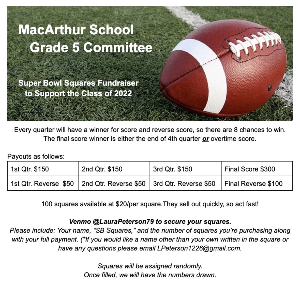 Please help support our 5th Grade Class with a Super Bowl Fundraiser! 🏈