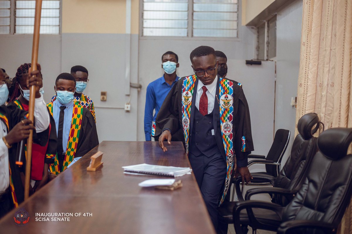 thescisasenate's tweet image. 📸 Scenes of when H.E. Julius Acheampong and H. E. Kojo Acheampong, the President and Vice of the Science Students Association [@thescisaknust] were ushered into the chamber during the inauguration of the 4th Senate. 

#ScisaSenate 
#ScisaKNUST