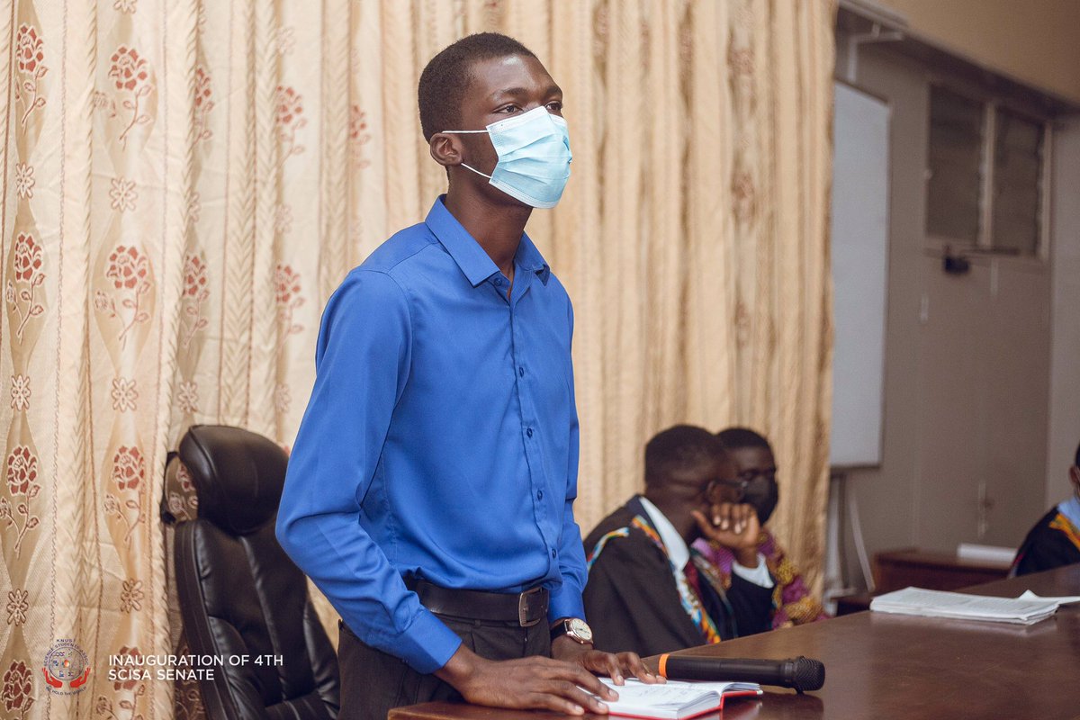 thescisasenate's tweet image. 📸 Scenes of when H.E. Julius Acheampong and H. E. Kojo Acheampong, the President and Vice of the Science Students Association [@thescisaknust] were ushered into the chamber during the inauguration of the 4th Senate. 

#ScisaSenate 
#ScisaKNUST