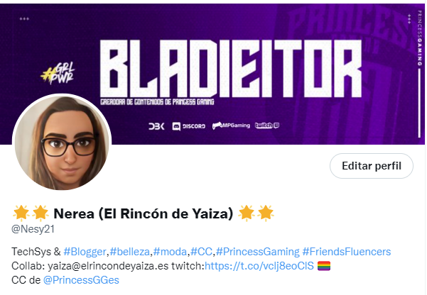 Nesy21's tweet photo. Hoy presentamos la nueva imagen de presentación  que tenemos las CC de @PrincessGGes, muchas gracias por el currazo!!! #PrincessGaming #CC #CreatorContent #eSports https://t.co/U7Koz90i3H