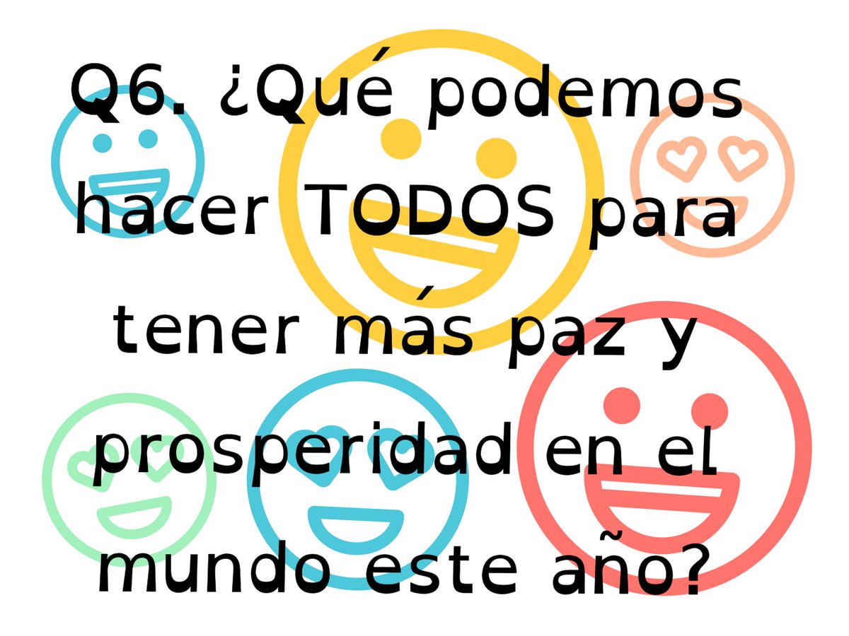 rhsspanish1's tweet photo. Q6. ¿Què podemos hacer TODOS para tener más paz y prosperidad en el mundo este año?#rhsspanchat https://t.co/hSmbSP8w6y