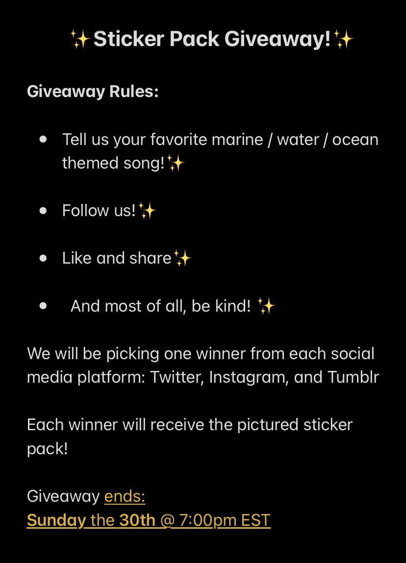 SplitHares's tweet photo. ✨GIVEAWAY TIME!✨🎉 
That's right we're back at it again, and this time we're giving away a pack of stickers! 
International shipping will be available! 

Check out our Kickstarter for more marine themed goodies✨🌊🐠🎉✨
https://t.co/NrYOkItRad https://t.co/sxa6W9XOHW