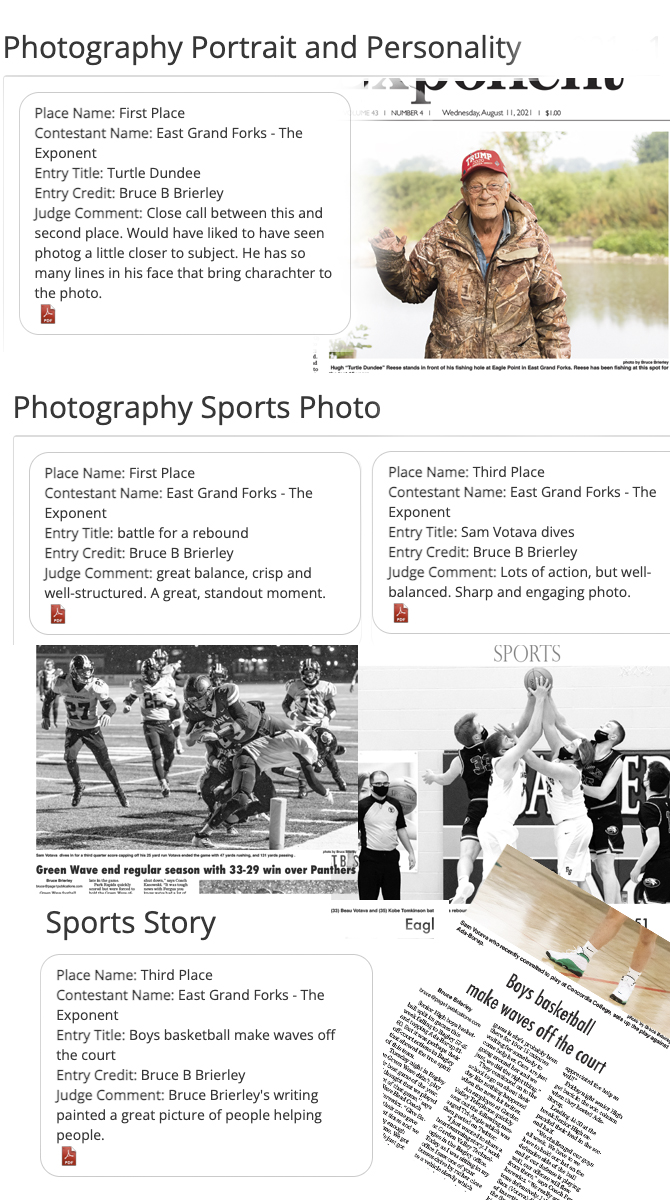 Incredibly humbled today the Minnesota Newspaper Association made public the results of the Better Newspaper awards.