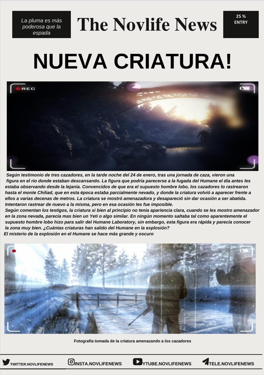 NovLifeRp's tweet photo. 🗞️ ÚLTIMA HORA | Se encuentra una criatura cazando.

➡️La noche del 24 de enero varios cazadores han podido presenciar un posible "hombre lobo".

#GTARP #NovLifeRP #NovLifeNews https://t.co/lGcc2AMJVi