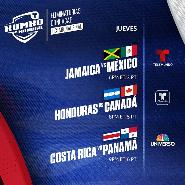 TelemundoHou's tweet photo. ¡CONTINÚAN LAS ELIMINATORIAS de la @Concacaf!
@miseleccionmx vs @jff_football EN VIVO por @TelemundoHou 
🏆 Eliminatorias CONCACAF Octagonal Final
⚽ México 🇲🇽 vs Jamaica 🇯🇲
⌚HOY 5P
📺 #TelemundoHouston
Telemundo la casa de la Copa Mundial de la FIFA Catar 2022 #MundialTelemundo https://t.co/2Jk5J9vzVX