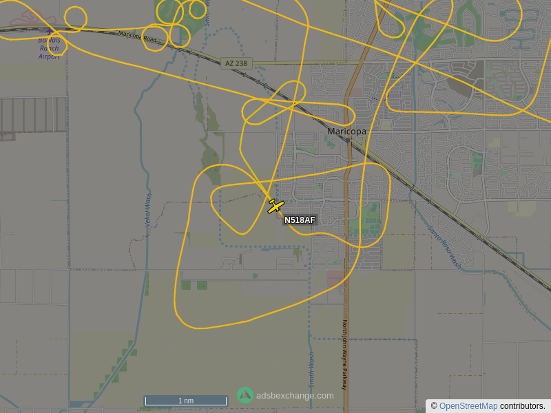 N518AF is circling over Maricopa at 5650 feet, speed 93 MPH, 0.8 miles from Maricopa Fire/Medical Department Station 575 https://t.co/ytPlLqRxyO https://t.co/Z3vsBVxONS