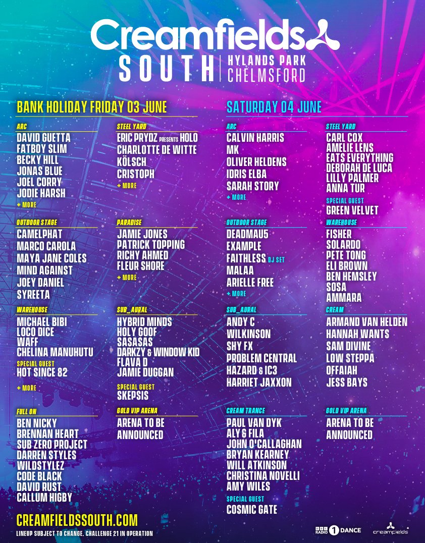 Creamfields lineup 2022 Creamfields lineup 2022