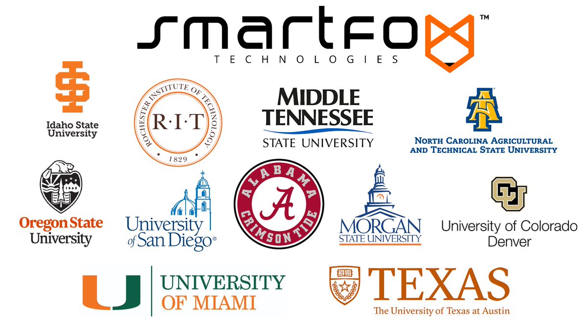 SmartfoxT's tweet photo. Congrats to our next group of universities interested in SmartFox Technologies. We are impacting Universities across our nation. Let us impact your company. https://t.co/6RhLKIaYFc