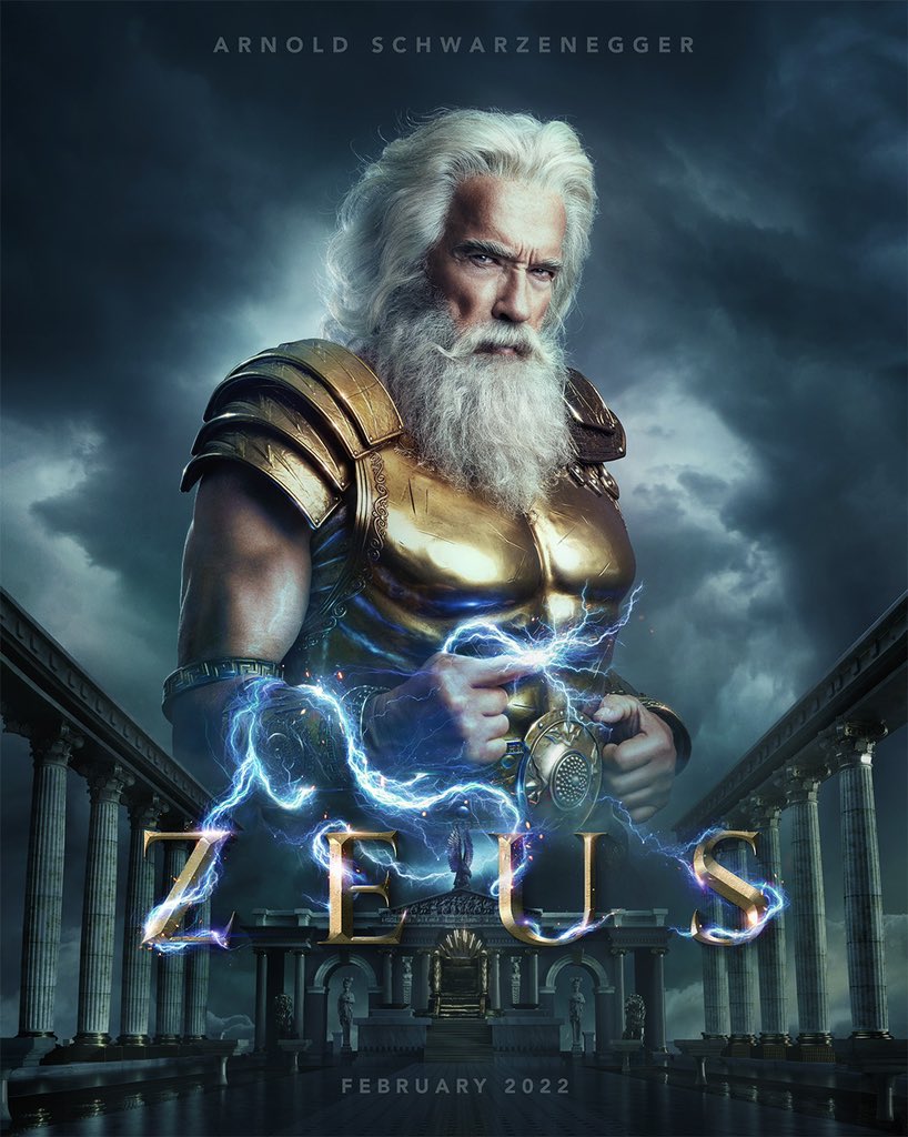 Арнольд Шварценеггер выложил в Twitter постер с собой в образе Зевса и надписью «февраль 2022 года»