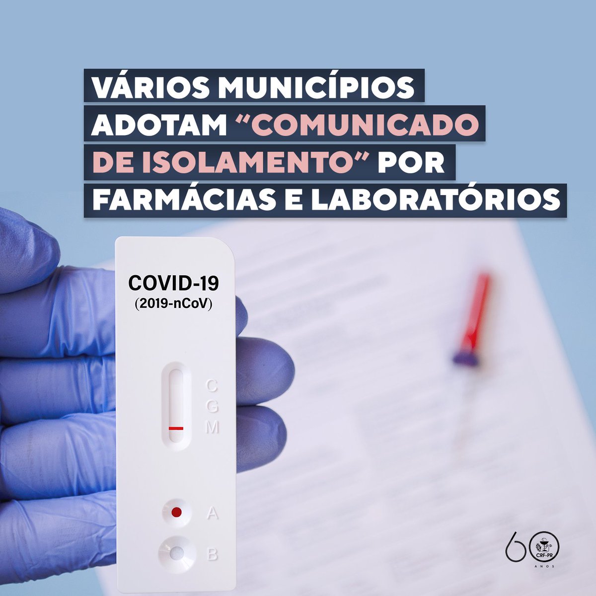 Com o aumento do número de casos de COVID-19, e H3N2, vários municípios adotaram a obrigatoriedade de emissão de “comunicado de isolamento domiciliar” por farmácias e laboratórios clínicos. Leia mais:bit.ly/34gOACE