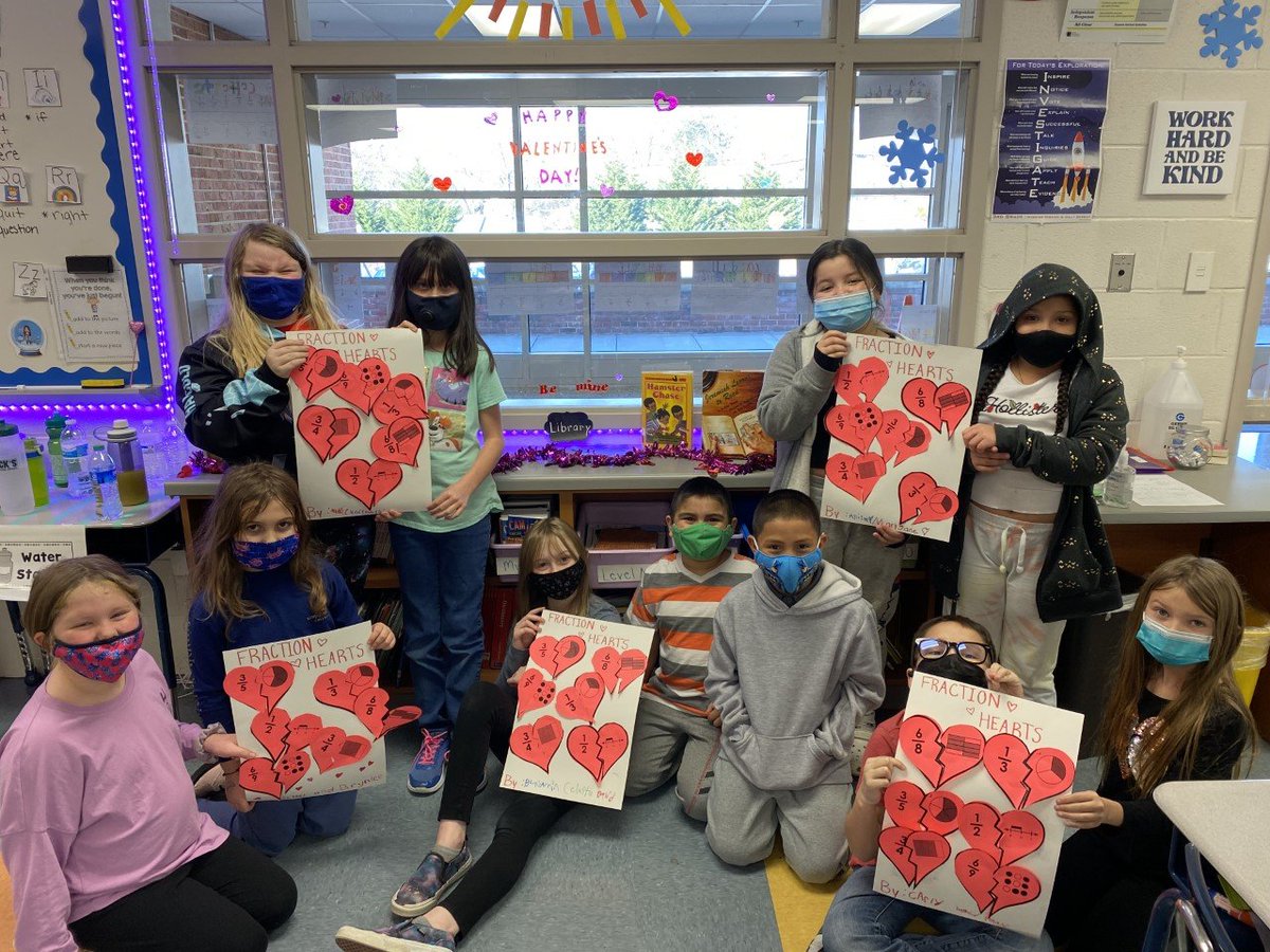 3rd graders in Ms. Goranson's #math class did a lovely job #stitching their broken #hearts back together with help of some #fraction facts! <a href="/AACountySchools/">AACPS</a> <a href="/AACPS_PK5Math/">AACPS PK-5 Math</a>