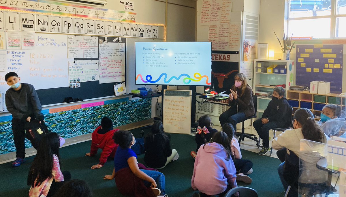 JHoustonElem's tweet photo. Our 🦅s embarking on their Reader's theater journey. @AISDHumanities #TeamAllison #Team3rd @kallisonteach @jhes_cli @CLI_AISD ~ Nuestras 🦅s iniciando su viaje de teatro del lector. @AustinISD https://t.co/NF5aoWXqHT