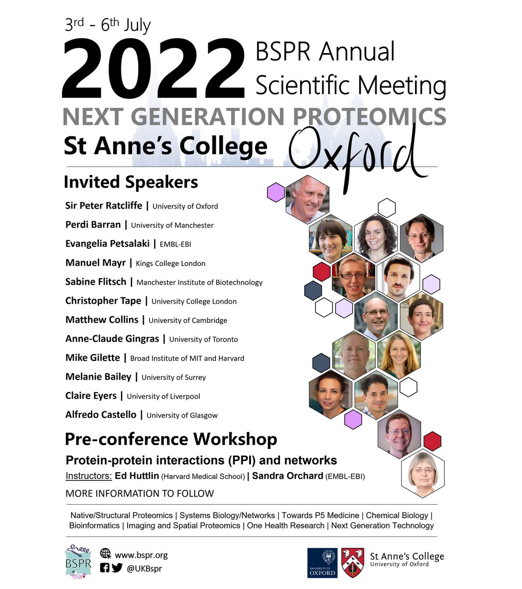 #BSPR2022 meeting in Oxford, from 3rd to 6th of July! Exciting scientific #research updates, with emphasis on #NextGenerationProteomics!
