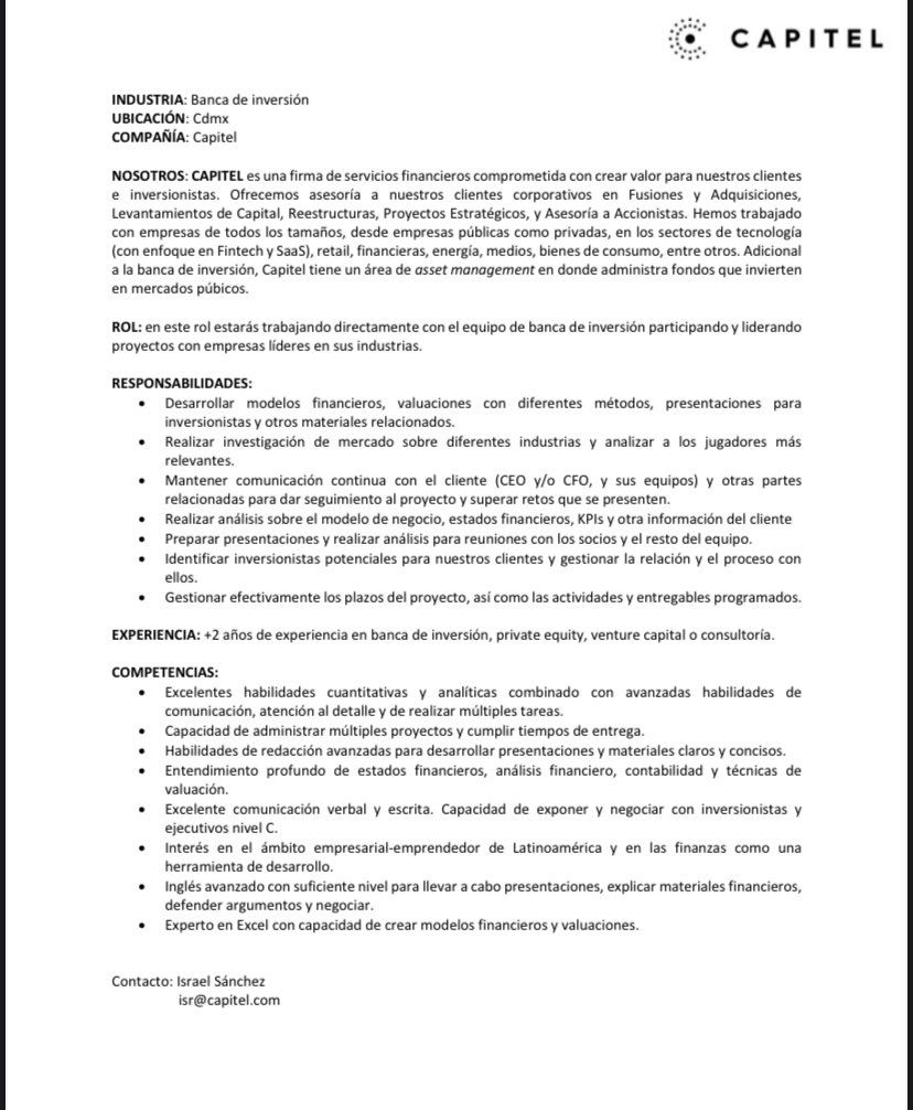 ingratiu's tweet photo. We’re hiring! Buscamos analista para IB y para AM. Mujeres financieras: apliquen! Manden sus CVs a isr@capitel.com https://t.co/Ea8XTBU6A0