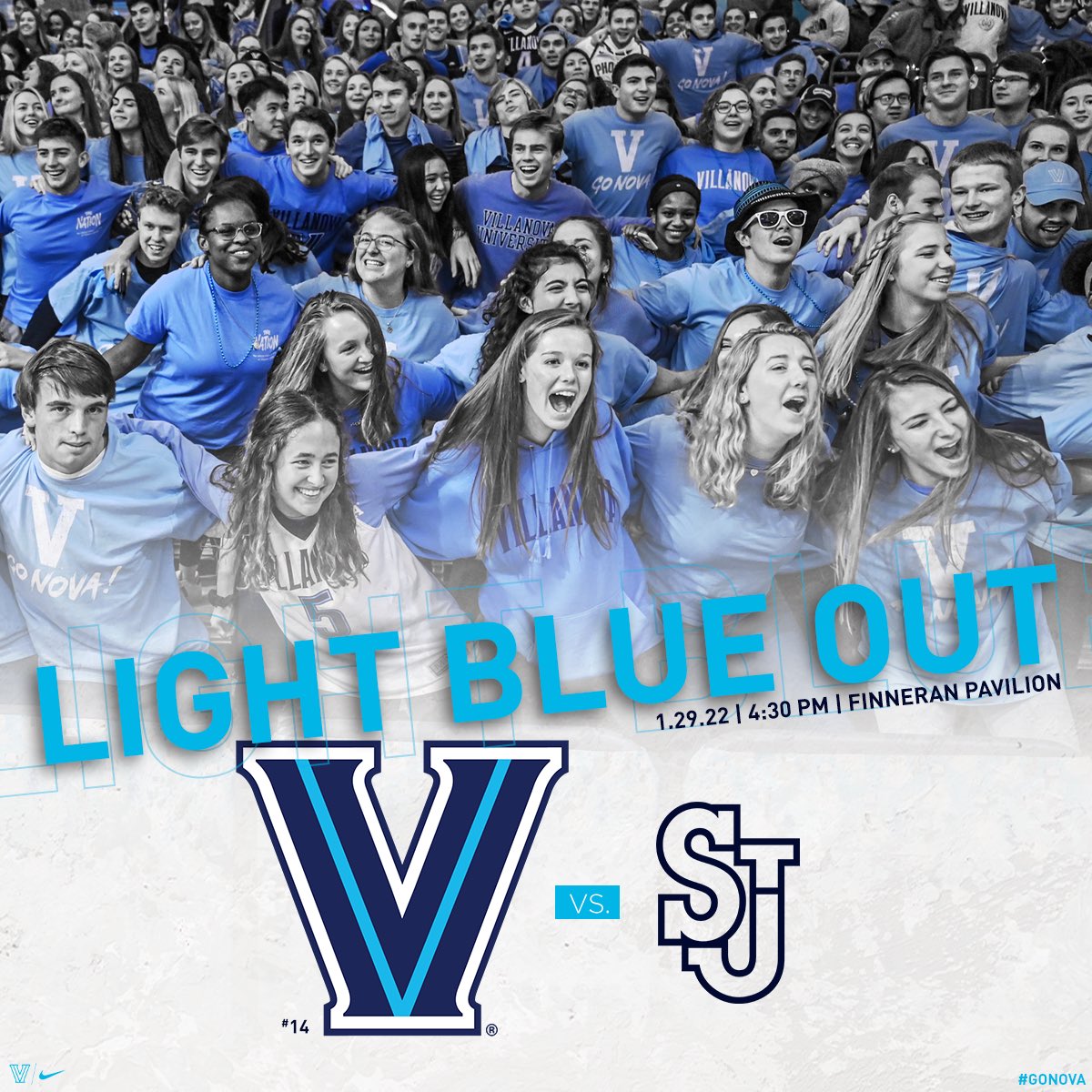 NovaMBB's tweet photo. Get ready for our ❄️𝙇𝙄𝙂𝙃𝙏 𝘽𝙇𝙐𝙀 𝙊𝙐𝙏❄️ game this Saturday vs. St. John's @ 4:30pm! https://t.co/MAda2mkC3u