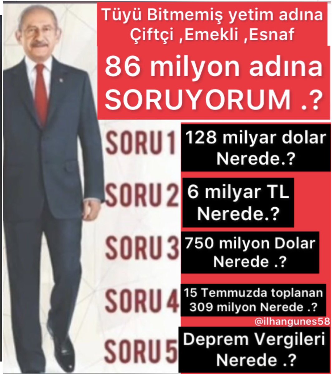 KomunistBiri34's tweet photo. #BakanaSorum Sayın Kemal Kılıçdaroğlu ‘nun , Açıkladığı 
Yetim Hakkını kimlere verdiniz .?  

#EngelOlamazsın  #DefolCengiz  Gelecek Köprüsü Fırat Tanış Serçe https://t.co/5JYPNMtz6I