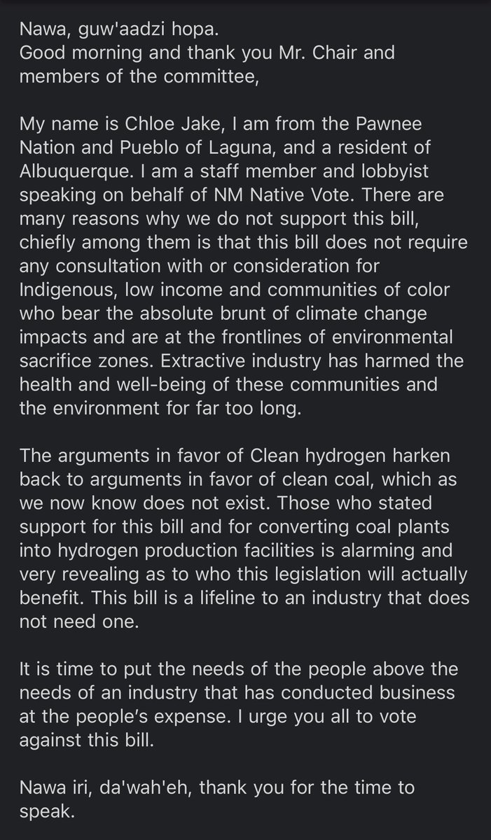 Here is testimony from Media Director, Chloe Jake @cosimachloe  #NoToFalseSolutions #NoHydrogen #nmleg #nmpol