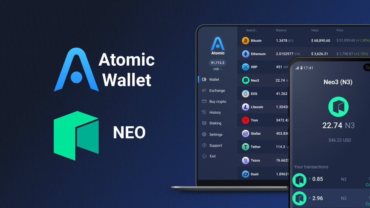The @Neo_Blockchain mainnet migration is supported in Atomic⚡️ New $NEO 3  token is available to store and exchange! Now on desktop, and soon on  mobile. Find out how to swap NEO 2