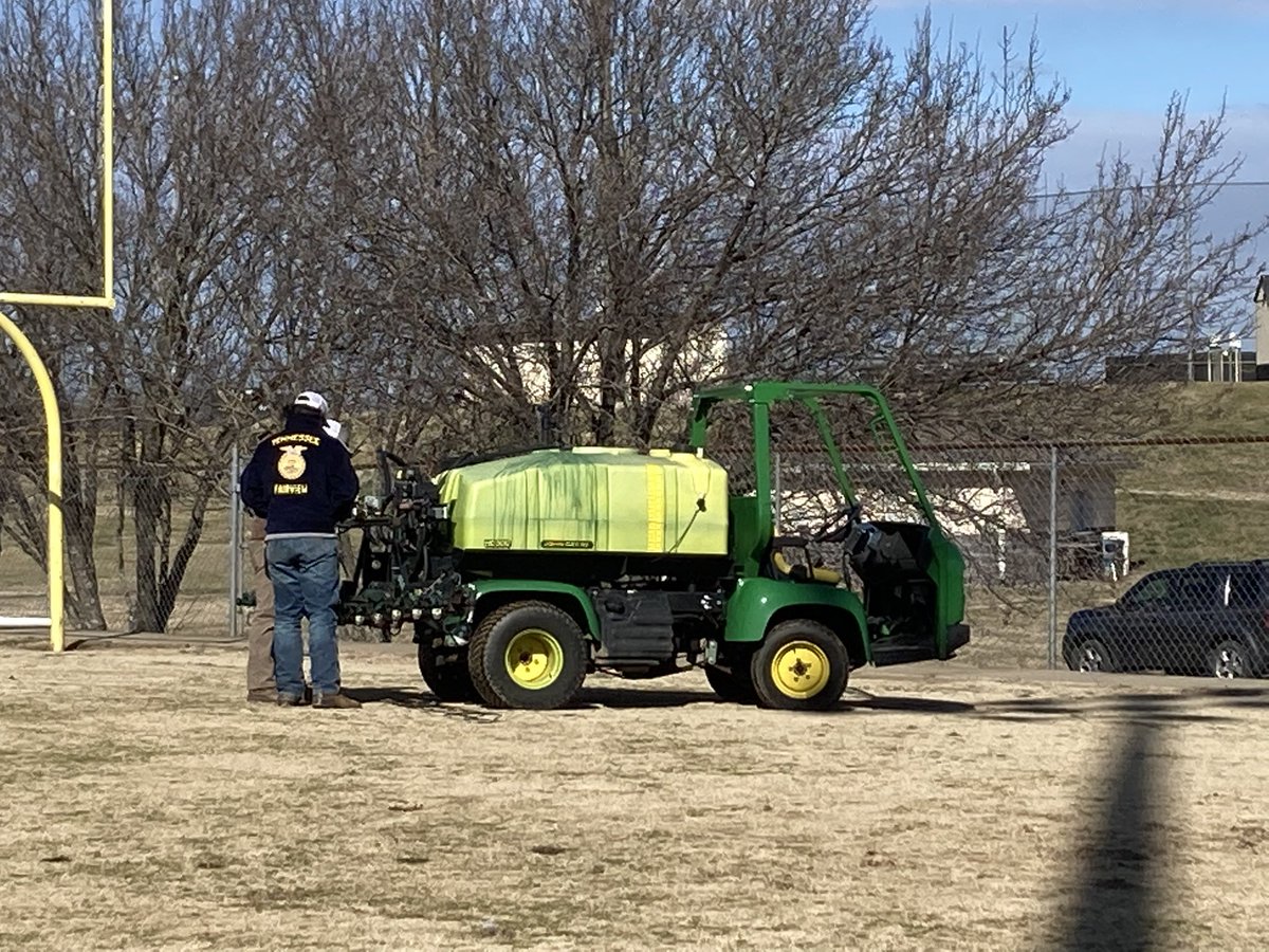 wcsFvHSwh's tweet photo. Senior Sam Hammon catching a ride on the Gator, learning about winter weeds and how to control them today in Plant Science. https://t.co/QWRDnqxpBG