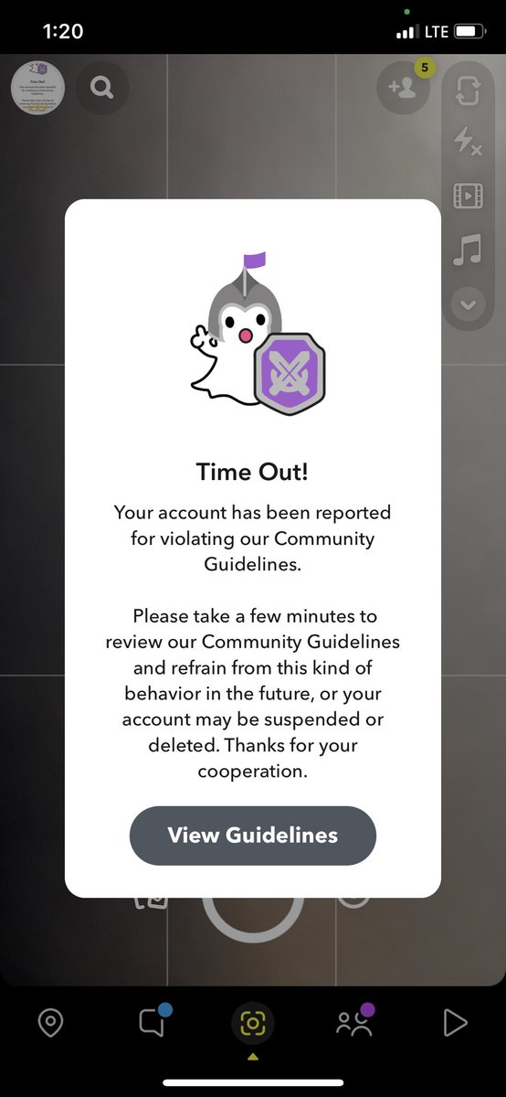Snap doesn’t like posts about being put in time out. That 2 separate warnings in 5 minutes😂