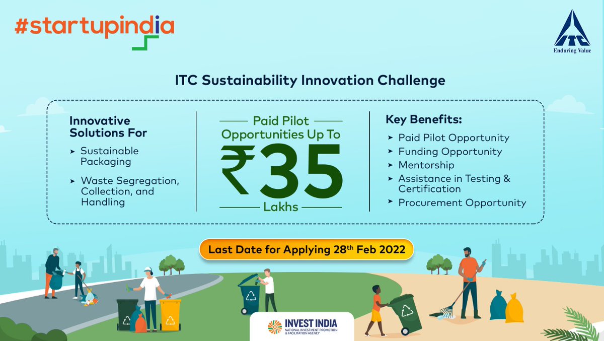 idapt_hub's tweet photo. ITC Sustainability Challenge

#ITC #sustainability #innovation #startupindia #startups #opportunity #ModiJi https://t.co/QpnBHSWuig