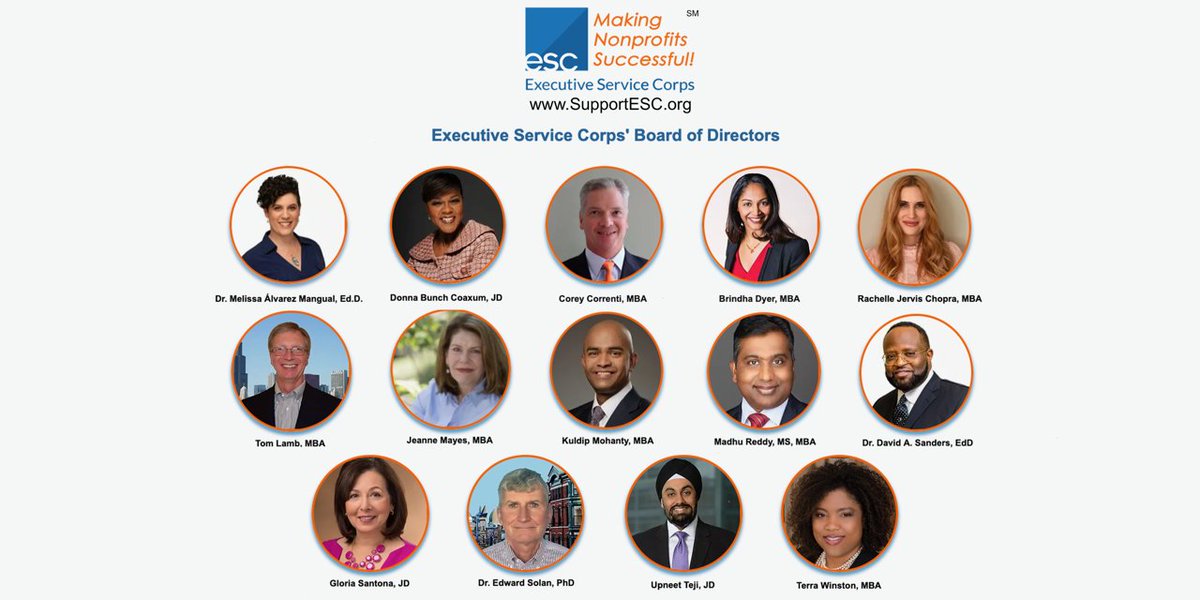 ESC's tweet photo. We are delighted to announce our 2022 Board of Directors. Thanks to all for their service and leadership!
https://t.co/sGnKmEDBoI @CorrentiC @brindha_dyer @RachelleJervis @terrawinston #giveback #philanthropy #leadership #boardofdirectors #leadbyexample #charity #supportescorgs https://t.co/PCTHg312sL