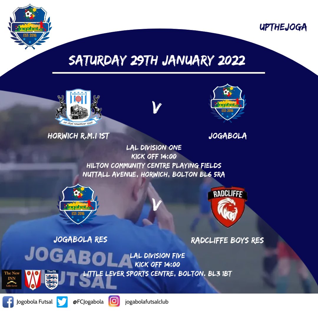 Saturdays Fixtures

Both teams in action this weekend as the 1st team look to build on last weeks hard fought victory as they travel to <a href="/HorwichRMIAFC/">Horwich RMI AFC</a> 

While the Reserves welcome top of the table Radcliffe Boys Reserves 

#UTJ 🔵