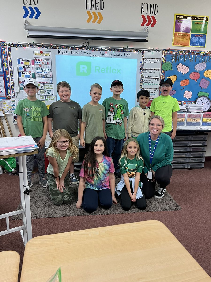 RachelSecord's tweet photo. This group of mathematicians earned a Green Party for earning green avatar skins in Reflex! I am so proud of their hard work! #ReflexMath #FactFluency @ExploreLearning @scesbobcats @amhall814 @amyrichardson99 https://t.co/ecG7zFTYVU