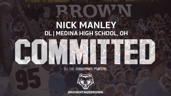 Thankful for everyone who has helped me get here. I’m excited to announce my commitment to Brown University! 
<a href="/BrownUFootball/">Brown University Football</a> 
@Browncoachweave 
<a href="/CoachDunny/">Mike Donovan</a> 
<a href="/CoachMMac1/">Mike McCarthy</a> 
<a href="/BrownHCPerry/">James Perry '00</a> 
<a href="/MedinaFootball_/">Medina Football</a>