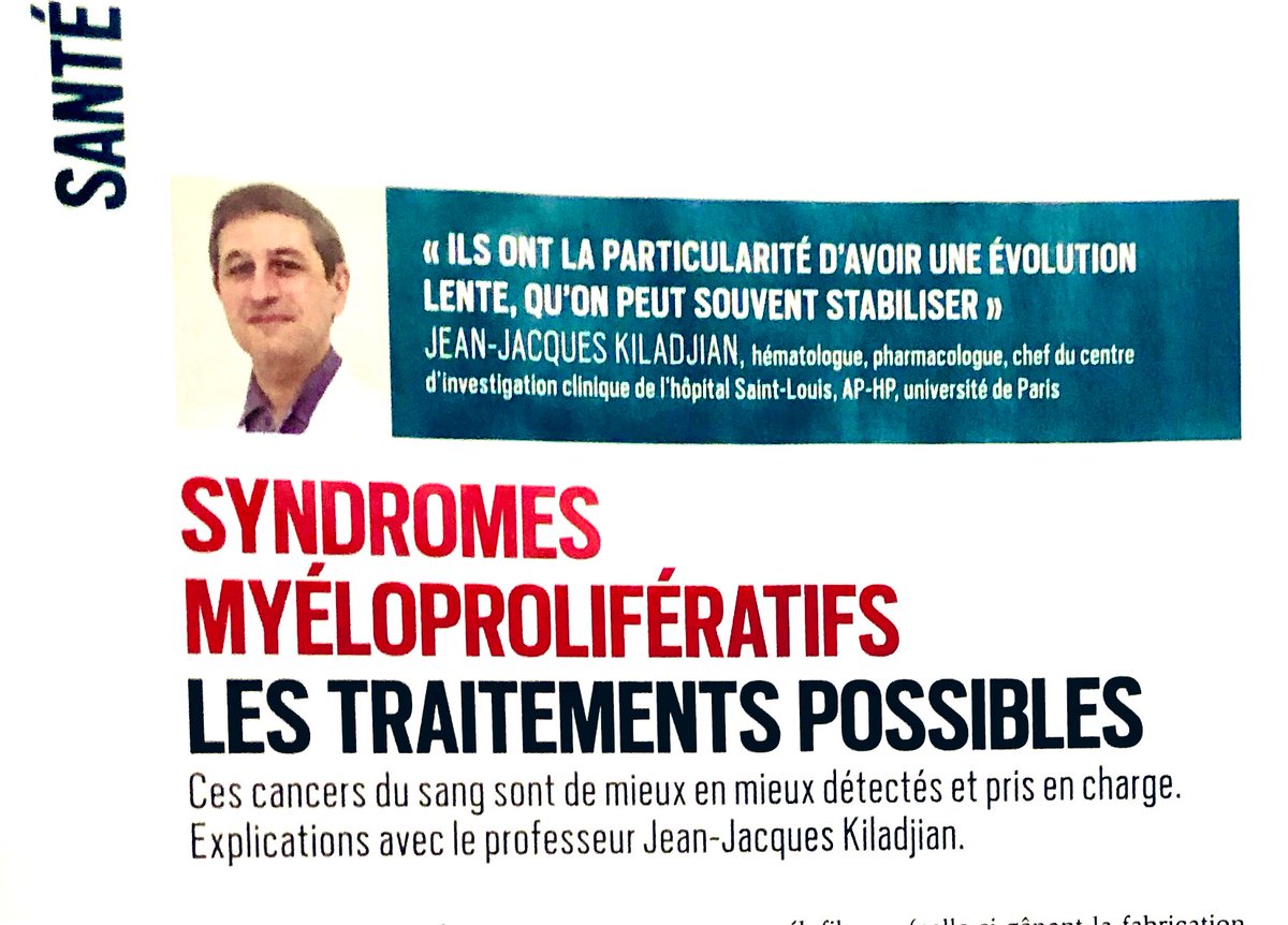 Une pleine page sur les syndromes myéloprolifératifs cette semaine dans <a href="/ParisMatch/">Paris Match</a> pour mettre en lumière ces maladies du sang pas si rares #mpnsm <a href="/VivreAvecUneNmp/">Vivre Avec Une NMP</a>