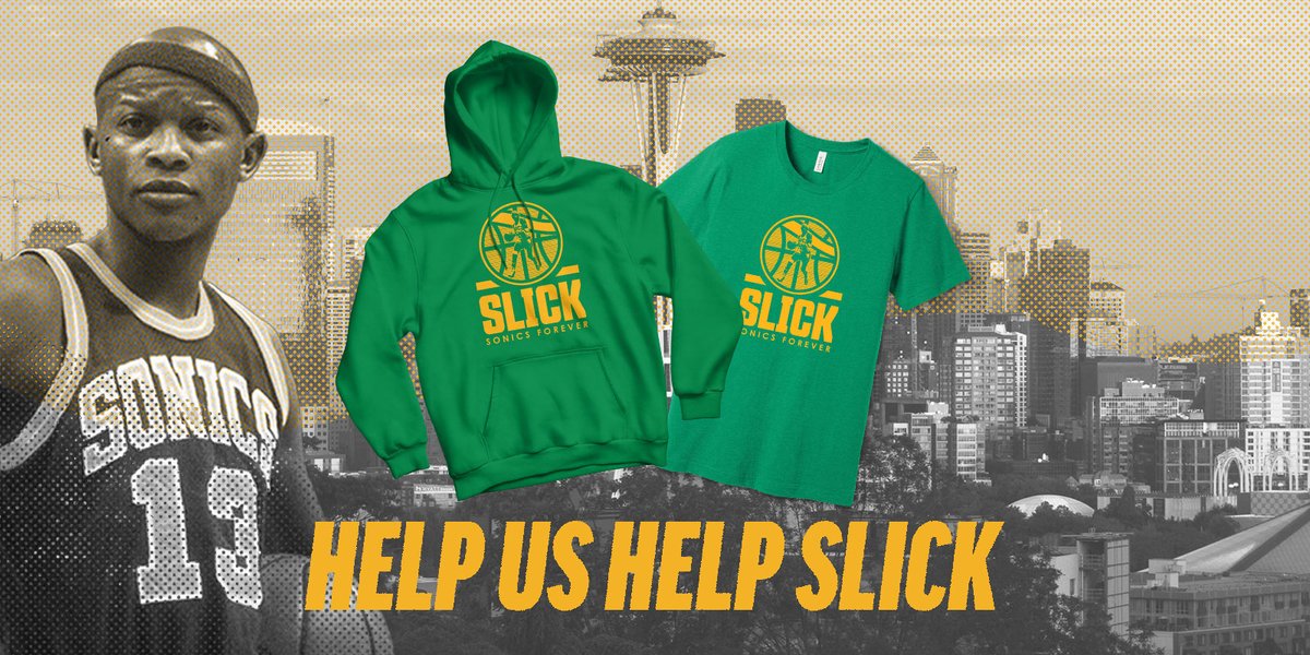 simplyseattle's tweet photo. ๐ SONICS DROP ๐
Weโre partnering with @donaldwatts24 and family on a Slick Watts collection โ the proceeds of which will go towards the fundraising effort for Slick's recovery and care. Letโs help give back to the Sonic who gave Seattle so much.
https://t.co/V2Rf5wcjx9 https://t.co/IxPHF6UFTV