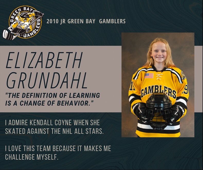 2010JrGamblers's tweet photo. Meet the 2010 Jr Green Bay Gamblers - Elizabeth Grundahl  #team #WeAreAllIn https://t.co/RfB3w817H2