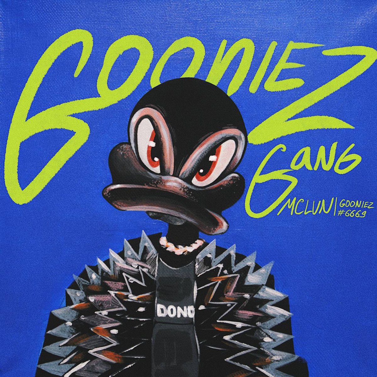 ChocoCocoLover's tweet photo. @GooniezNFT Here he is, the long-awaited Art! Our favorite duck in an image of Kanye West from the recent DONDA album! https://t.co/3fTpkJk2vk