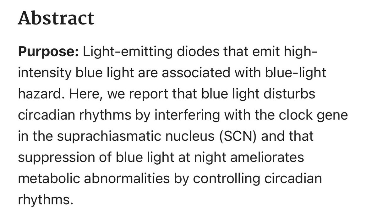 Suppression of Blue Light at Night Ameliorates Metabolic Abnormalities by Controlling Circadian Rhythms  https://pubmed.ncbi.nlm.nih.gov/31504080/ In nocturnal mice, will have an even worse impact on diurnal mammals.