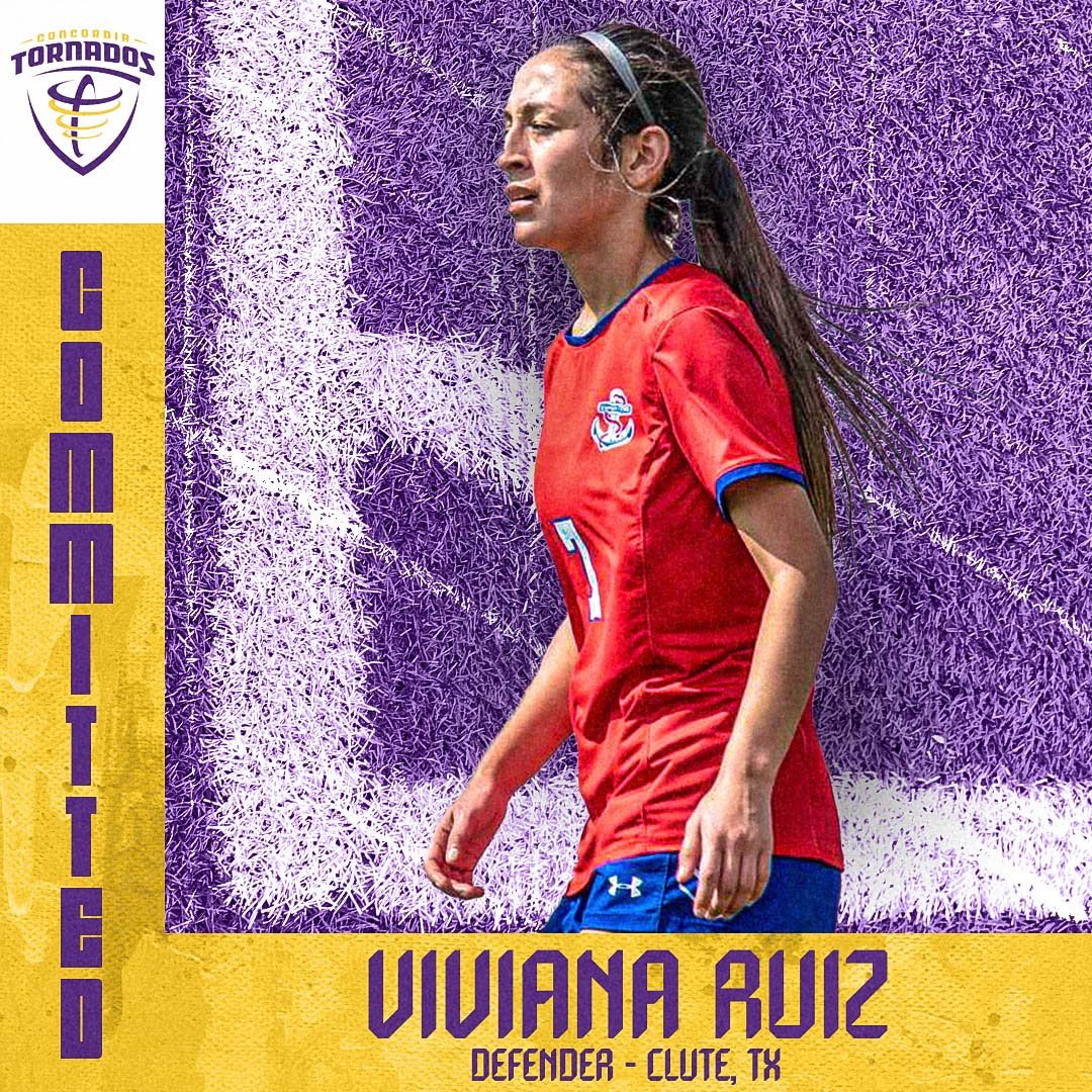 CTXWSOC's tweet photo. 🥁 Introducing Viviana Ruiz! 🌪

Please give a warm welcome to our latest addition to the 2022 tornado roster - Viviana Ruiz!  

We can’t wait to welcome you to campus to start your college journey at @concordiatx, Viviana. 💜

#TornadoNation https://t.co/0IejcJqPZI