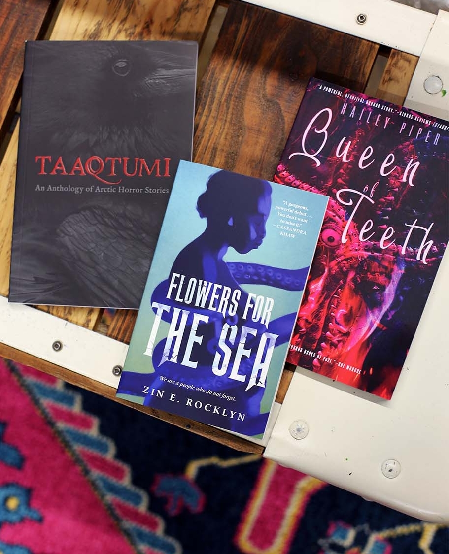 shopwhittybooks's tweet image. Our February Book Club picks are now available at the shop! 

#NativeLit: Taaqtumi by @richardvancamp, Rachel and Sean Qitsualik-Tinsley, Aviaq Johnston, and others

#FantasySciFi: Flowers of the Sea by by Zin E Rocklyn

#HorrorLit: Queen of Teeth by @HaileyPiperSays