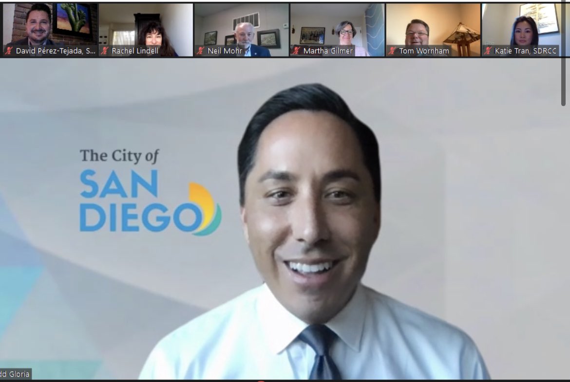 davidptp07's tweet photo. I am very proud to represent @BCGobierno & @SecEconomiabc at the @SDChamber Board Trustees. Today we had a productive meeting with the presence of @MayorToddGloria about infrastructure, housing & public safety, along with projects he is supporting for the #CaliBaja Region. https://t.co/LiB2XlJqQm