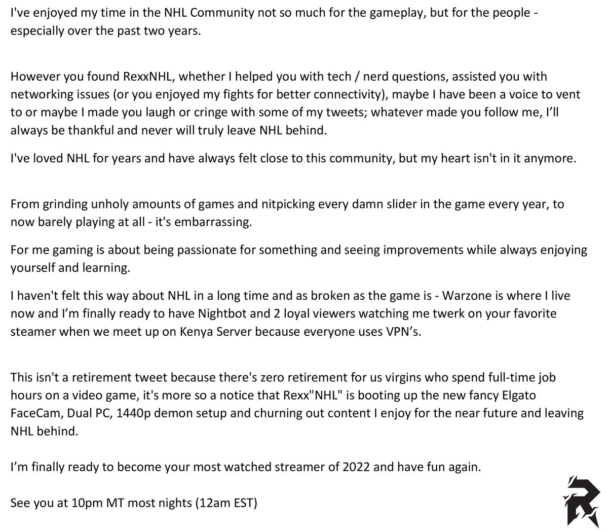 ONLYREXX's tweet photo. TLDR; NHL sucks / Rexx”NHL” is dead.

See you tomorrow on TTV 😈💦 https://t.co/dhgmOPjnSO