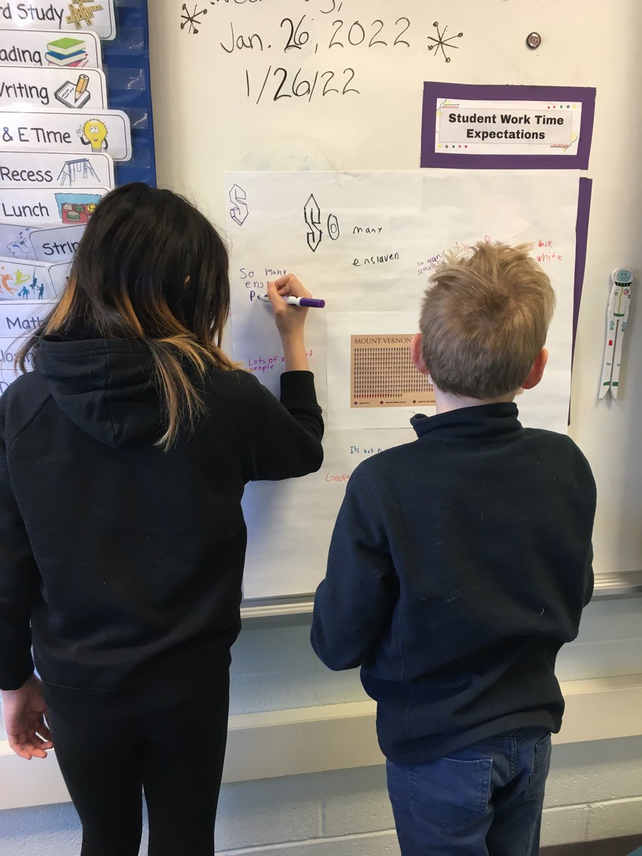 Students participated in a Chalk Talk about Colonial VA yesterday. Lots of noticing and wondering!